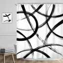 Riyidecor Black and White Shower Curtain60Wx72H Inch Abstract Line Minimalist Ink PaintingSimple Art Modern Geometric Cool Unique Mens Bathroom Decor Fabric Polyester Waterproof 12 Pack Hooks