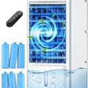 FANCOLE Windowless Portable Air Conditioners with 6 Ice Packs, 12H Smart Timer for Auto-off, 26Ft Remote, Top Fill Dual Tank, 3Speeds Evaporative Air Cooler, 70Auto Swing Swamp Cooler Air Conditioner