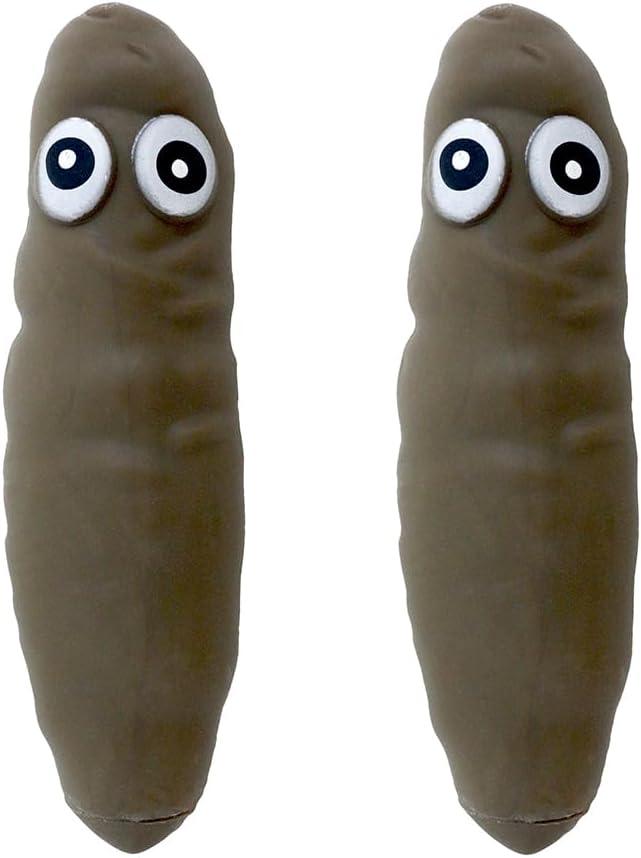 2 Pack Novelty Sensory Poo Shape Stress Relief Stretchy Fidget Toy, Brown Fool Tricky Prank Poop Joke Autism Toys & Party Favors for Kids and Adults