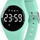 Kids Watches for Girls Boys Digital Sport Watch with Step Counter Pedometer Vibration Alarm Clock, No App Waterproof Fitness Tracker Kids Watch Boys Girls Teens Students Ages 5-16 (107-F-lightgreen)