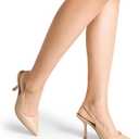 DREAM PAIRS Women's Heels Slingback Stiletto Pumps Shoes Pointed Closed Toe Kitten Heels Dress Bridal Elegant Wedding Sexy Party,Size 7,Nude-Pu,DWUMPU2510