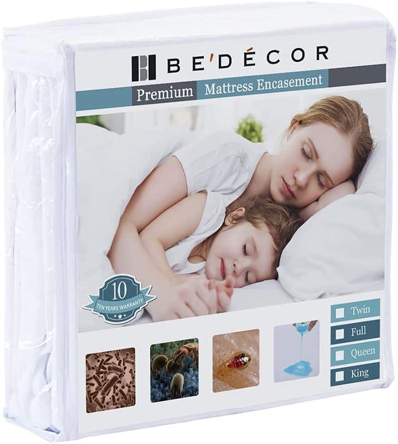 Bedecor Zippered Full Mattress Protector Cover for 3"-6" Depth Mattress, Fully Encased Liquid Proof Urine Pee Protection Breathable Smooth Incontinence Pet Baby Potty Training