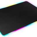 RGB Glass Mouse Pad for Gaming, Professional Esport Ultra Smooth Mouse Mat, Dimmable Border Lighting Color Mousepad with Stable Rubber Base, Speed Control for Games and Office (Black, 13.8" x 10.2")