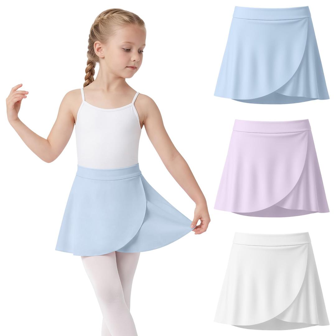 LessonZoo 3 Pack Girl's Ballet Skirts, 3-Color, 2-4 T