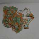 COZYEASE Women's 2025 Summer 3 Piece Swimsuits Tropical Print Bikini Set Halter Drawstring Bathing Suits with Cover Up Orange, X-Small