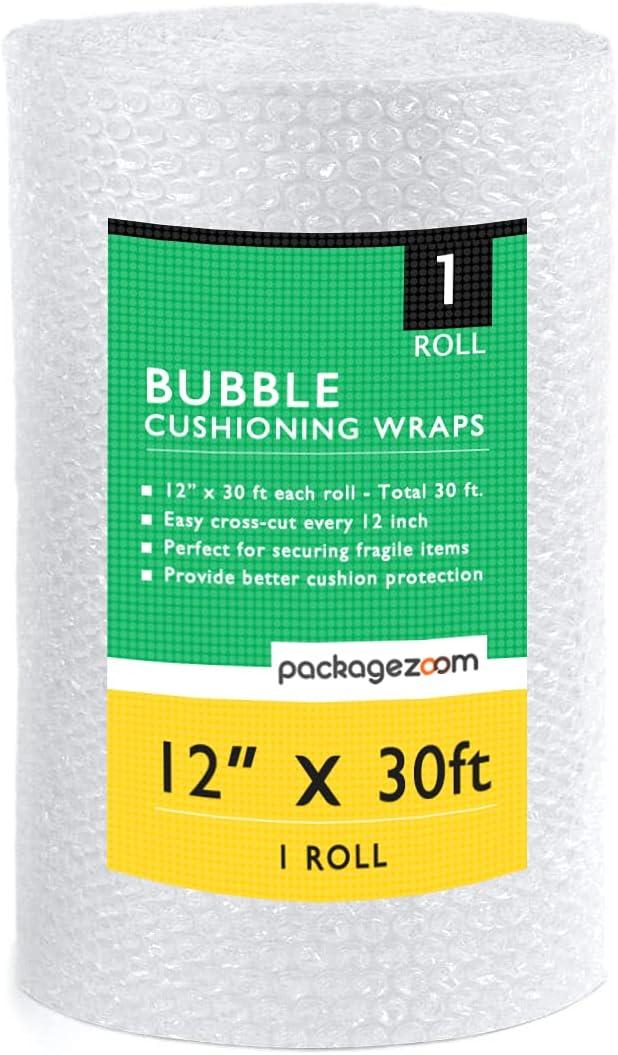 12 inch x 30 ft Bubble Cushioning Wrap, Perforated Every 12" Protective Packing Moving & Shipping Supplies for Boxes & Fragile Items