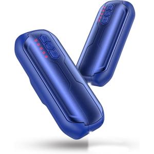 Rechargeable Hand Warmers 2 Pack - 6000mAh AI Handwarmers with Flashlight & 5 Level, 20Hrs Long Lasting, 2 in 1 Portable Electric Heater, Gift for Women/Men/Golf/Camping/Hunting (Dark Blue)