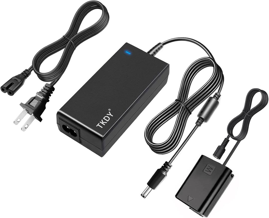 TKDY NP-FW50 for Sony ZV-E10 Dummy Battery AC-PW20 Continuous Power Supply Adapter Kit Compatible for Sony Alpha ZVE10 A6400 A6000 A6100 A5100 A7 A7II Cameras.
