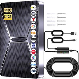2026 Upgraded Indoor TV Antenna, 3900+ Miles Range HD Digital Antenna for Smart TV, Strongest with Amplified Signal Booster Supports 4K 8K 1080p All TVs- 38FT Coaxial Cable for Local Channels