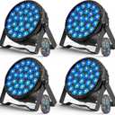 LED Par Light RGBW 4in1 160W 27Leds Stage Lights Remote & DMX Controlled Sound Activated Auto Play 8/4 Channel Uplights for Events Wedding Halloween Birthday Party Dance Stage Lighting (4 Packs)