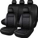 CAROMOP Faux Leather Car Seat Covers Full Set,Luxury and Comfortable Covers for Cars,Split Bench Compatible Car Interior Covers,Universal Fit for Suvs,Vans,Trucks,Airbag Compatible(5-Seat Black)