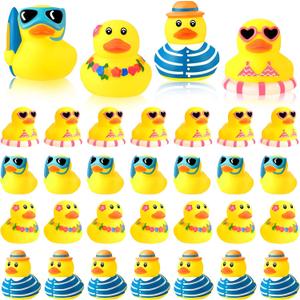 Honoson 72 Pcs Summer Beach Rubber Duckies Bulk Mini Rubber Duck Bath Toys Float Bathtub Ducky Cute Squeaky Ducky for Classroom Carnival Summer Birthday Baby Shower Party Favor