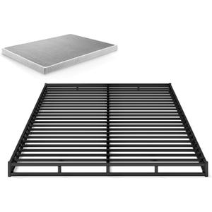 Zinus 4 Inch Low Profile Quick Lock Smart Box Spring/Mattress Foundation/Strong Steel Structure/Easy Assembly, Queen, White