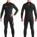 Owntop Wetsuit 5mm Neoprene Diving Suit - Mens Womens Thicken Full Wet Suit, Front Zip Long Sleeve UPF50+ Keep Warm Swimwear for Scuba Surfing Swimming Diving Snorkeling Water Sports (Medium, Men-Black-New)