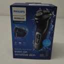 Philips Norelco Shaver 3900 Series, Wet and Dry Electric Shaver, P-Cap, Travel Pouch, Charging Stand, Storm Blue, Model S3341/92 (Silver New)