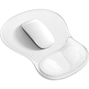 Mouse Pad with Wrist Rest,Ergonomic Mouse Pad with Comfortable Gel Wrist Rest Support and Non-Slip PU Base for Easy Typing Pain Relief, Durable and Washable (Transparent White)