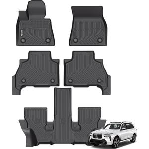 AIPOIL Floor Mats for 2019-2025 BMW X7 40i, M50i, M60i (Only Fits 6 Seats) All Weather Protection TPE Anti-Slip Automotive Full Set Custom Car Mats Accessories - Black