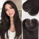 Isaic Hair Toppers for Women with Thinning Hair, 24 Inch Synthetic Clip in Topper Hair Extensions with Adjustable Band, Layered Wiglet Adds Volume and Natural Coverage (Dark Brown)