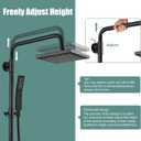 Heyalan Matte Black Exposed Shower System 2 Functional Bathroom Shower Set 8 Inch Square Rainfall Shower Head with Hand Sprayer Wall Mounted