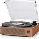 Vinyl Record Player with Speakers Vintage Turntable for Vinyl Records Belt-Driven Turntable Support 3-Speed Bluetooth Playback Headphone AUX RCA Line LP Vinyl Players for Sound Enjoyment Retro Brown