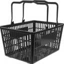 Healifty Plastic Shopping Basket with Handles Dark Grey Desktop Basket Storage Container 15.35 X 11.41 X 7.87 in for Grocery Cosmetics Retail Displays Supermarkets Fruit Stores