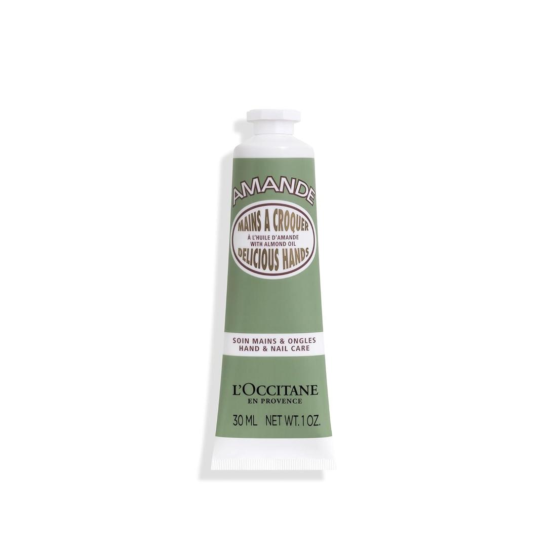 L'Occitane Almond Delicious Hand & Nail Cream: Soften hands & Cuticles with Irresistible Almond Scent, Moisturizing, Infused With Almond Oil, 24-hour hydration (1 Ounce (Pack of 1))