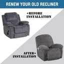H.VERSAILTEX Velvet Recliner Chair Covers 1-Piece for Reclining Chair, Recliner Cover Feature Thick Luxury and Soft Fabric with Elastic Bottom, Anti-Slip Foams Attached (Grey, X-Large)