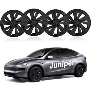 Upgraded 2025 Model Y Juniper Wheel Covers for Tesla Accessories 2025 19 Inch Rim Protectors (Set of 4) with Enhanced Elasticity Wheel Cover Replacement (Black)