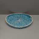 PEMAR 15.7" x 11.8" Oval Capiz Shell Serving Tray, Decorative Ottoman Tray for Living Room, Coffee Table, Breakfast in Bed, Candle Display (Teal Sunlight)