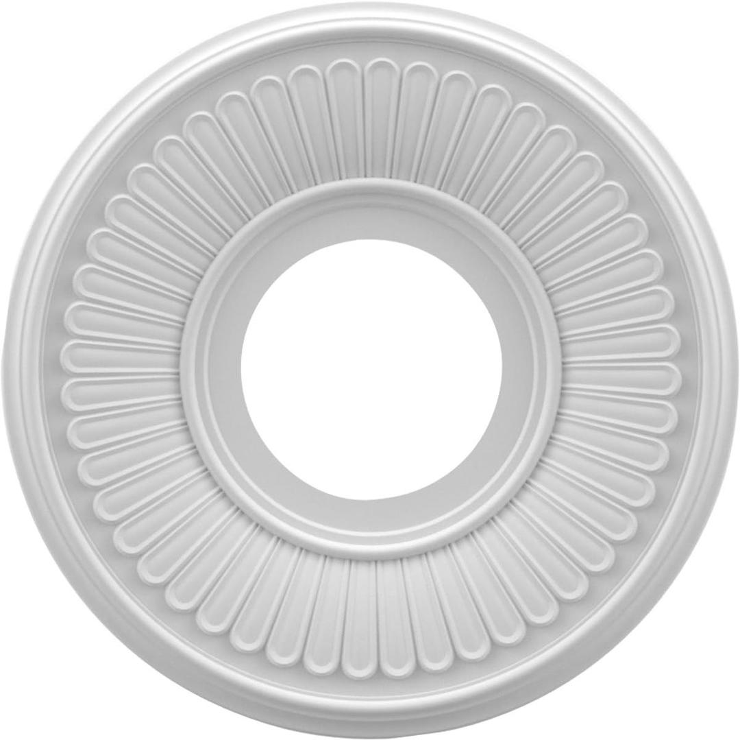 Ekena Millwork CMP10BE Berkshire Thermoformed PVC Ceiling Medallion (Fits Canopies up to 4 1/2"), 10"OD x 3 1/2"ID x 3/4"P (Unfinished)