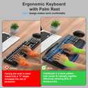 Wireless Keyboard and Mouse Combo, 2.4G Full Size Wave Keys Ergonomic Keyboard with Wrist Rest, Phone Holder, 3-Level DPI Wireless Silent Mouse with 6-Buttons, for Windows, Mac OS, Laptop, PC (Black)