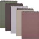 LABUK Top Spiral Steno Pads 6x9in, 5 Pack Spiral Note Pads Notebooks, 60 Sheet, Thick Plastic Covers, A5 Top Bound Steno Notebooks for Work, Office