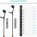 Forearm Crutch for Adults(x1 Unit), Forearm Crutch with Cuffs, Anti-Drop, Crutch for Walking, Forearm Crutch Lightweight Adjustable, Aluminum Forearm Crutch, Black Crutch (Single Black)