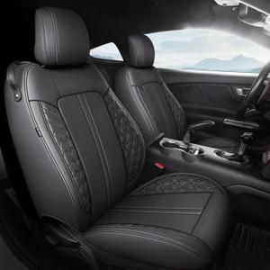 Seat Cover for Ford Mustang Coupe 2025 2024 2023 2022 2021 2020 2019 2018 2017 2016 2015, Waterproof Faux Leather Seat Covers, Black