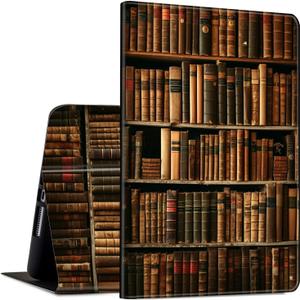 Case for Amazon Kindle Fire HD 8 Tablet (6th/7th/8th Generation, 2016/2017/2018 Release) PU Leather Slim Lightweight Shockproof Smart Stand Cover with Auto Wake/Sleep, Library Bookshelf