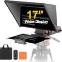 Desview P17 Portable Teleprompter for Camera Video Recording, Foldable Auto-Scrolling Prompter with Wireless Remote Sunshade & Tripod Mount Compatible with iPhone Android Tablet, P17 Teleprompter