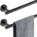 JQK Black Towel Bar, 18 Inch 304 Stainless Steel Thicken 0.8mm Towel Rack Bathroom, Towel Holder Matte Black Wall Mount, Total Length 20 Inch 2 Pack, TB110L18-PB-P2