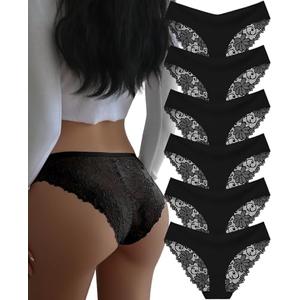 DHFBABY Sexy Cheeky Womens Underwear Comfortable Seamless Panties Luxurious Lace Bikini Briefs XL