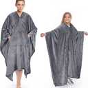 Poncho Blanket Super Soft Comfy Plush Wearable Fleece Blankets Gift for Adult Women Men Kids Throw Wrap Cover Indoors & Outdoors, 60x 42 inch