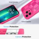 KANGHAR Compatible with iPhone 13 Pro Max Case, Wallet Silicone Checkered Cute Pattern, Card Holder Camera Protection Soft Slim Shockproof Edge Phone Cover for Girls Women -Hot Pink