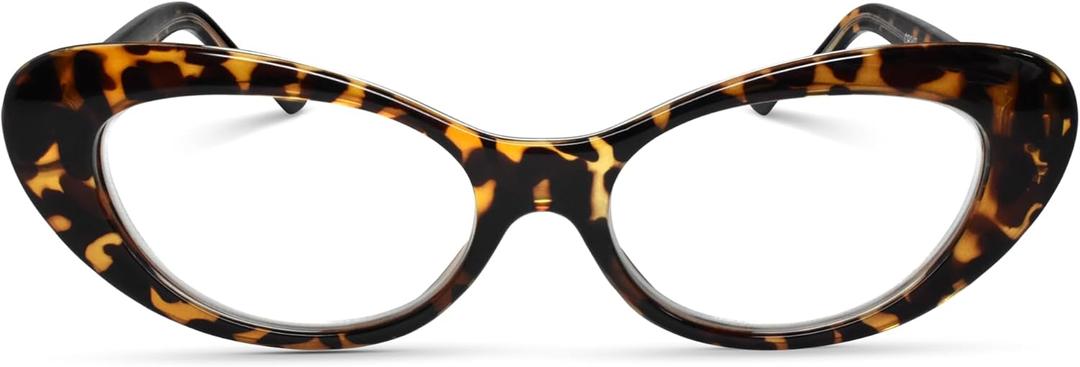 Tortoise Cat Eye Reading Glasses for Women  Premium Readers with Spring Hinges, Solid & Sturdy Frame, Scratch Resistant Lenses  Modern & Fashion-Forward Fit for All Face Shapes, Strength 1.50