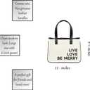 Santa Barbara Design Studio Tote Bag Holiday Collection Black and White 100% Cotton Canvas with Genuine Leather Handles (Live Love Be Merry)