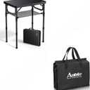 Anbte Folding Camping Table with Storage Net, Pure Black Aluminum 2ft Picnic Table & Folding Table Storage Bag