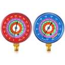 Relaxweex Refrigeration Pressure Gauge Kit R-134a, R-404a, R-2092, R-410a R-134a 0-800psi 1/8" Npt Lower Mount 30inhg-0-250psi, 250-500psi & 0-800psi Degree F Blue Dial & Red Dial (70mm(2-3/4" Dial))