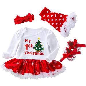 Winmany Newborn Baby Girls Christmas Romper Tutu Dress Outfit Headband Leg Warmer Shoes (3-6 Months)