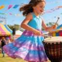 Lovekider Little Girls Casual Cotton Sleeveless Dresses Summer Swing Twirly Sundress Kids 3D Cute Sun Dress 4-8T (Blue-purple Mermaid)