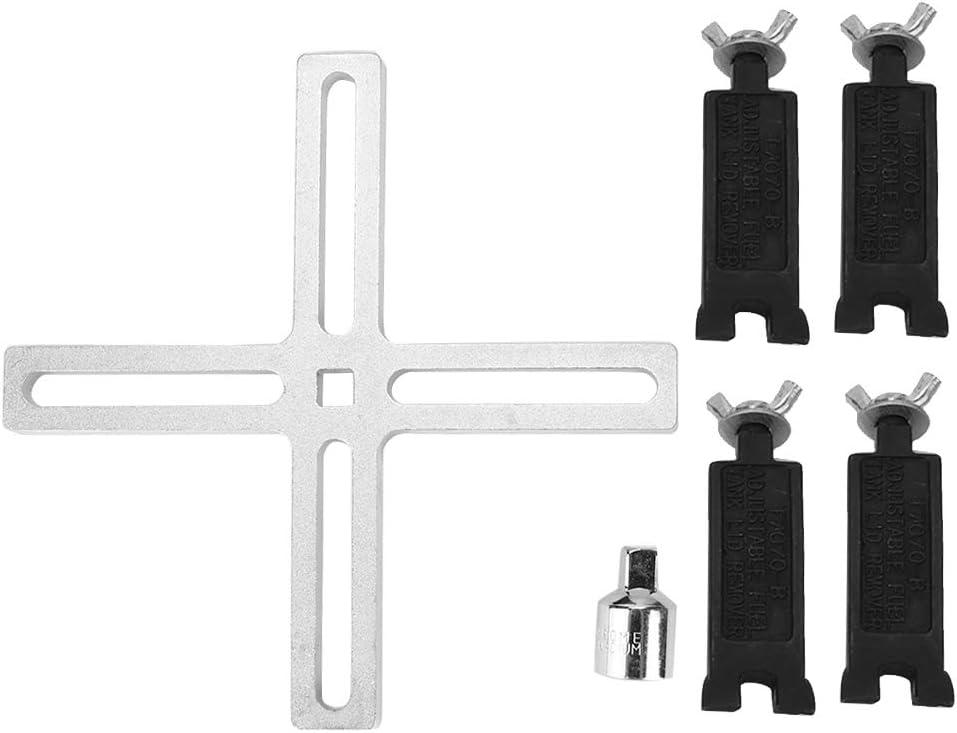 4 Jaw Fuel Tank Lid Wrench Spanner - Adjustable Fuel Pump Sending Unit Remover and Installer Tool - for Use with 1/2 Inch and 3/8 Inch Ratchet Wrenches - 23 to 190mm Range for