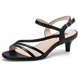 IDIFU Women's Dressy Strappy 2 Inch Low Kitten Heel Open Toe Sandals Dress Shoes for Woman Lady in Bridal Dance Evening 7.5
