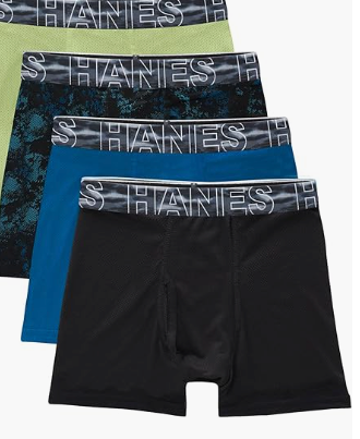 Hanes boys Performance Tween Boxer Briefs Underwear, Assorted Prints & Solids, 4-pack (large)