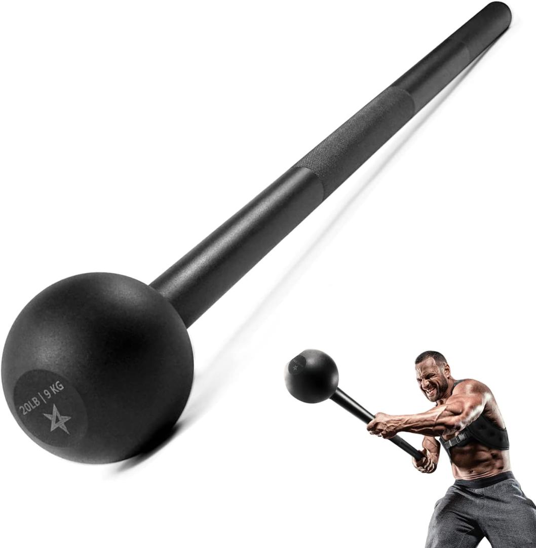 Yes4All Steel Mace Bell for Strength Training - Support Full Body, Muscles, Shoulder, Grips & Forearms Workouts to Rehabilitation, Stretching 5, 7, 10, 15, 20, 25, 30lb For Woman & Man (E. Black 20lbs)
